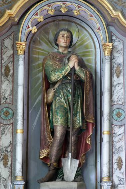 Saint Isidore, heykel Lipnik, Hırvatistan Saint Elijah kilisede sunak üzerinde