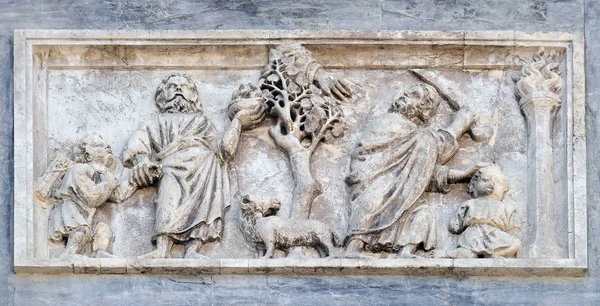 Het Offer Van Isaak Detail Van Gevel Van San Marco — Stockfoto