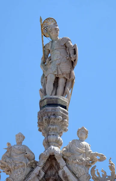 Socha Svatého Detail Fasády Baziliky Svatého Marka Rialto Benátky Itálie — Stock fotografie