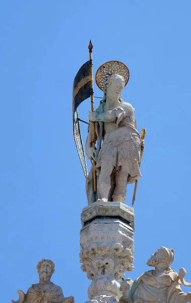 Estatua San Marcos Detalle Fachada Basílica San Marcos Plaza San — Foto de Stock