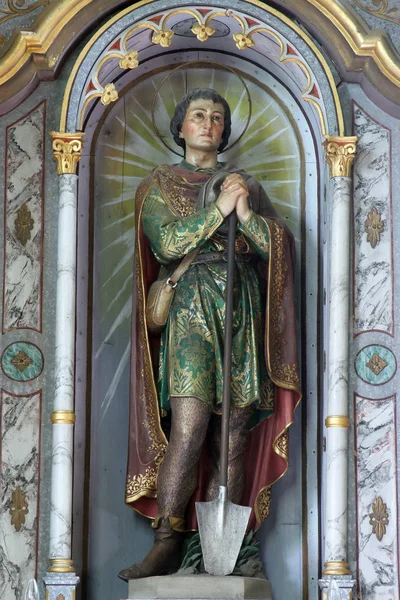 Saint Isidore Statue Altar Saint Elijah Church Lipnik Croatia — Stock Photo, Image
