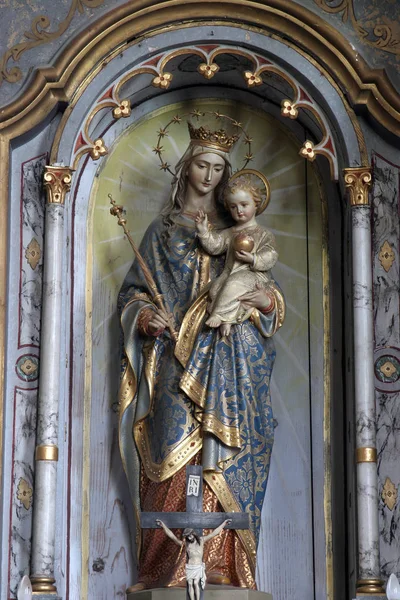 Najświętszej Maryi Panny Dzieciątkiem Jezus Pomnik Ołtarzu Kościele Saint Eliasz — Zdjęcie stockowe