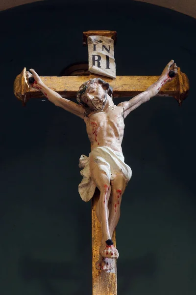 Crucifixo Santa Catarina Alexandria Igreja Ribnicki Kunic Croácia — Fotografia de Stock