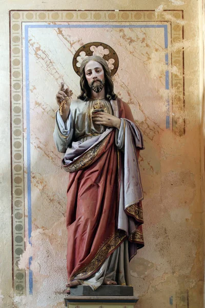 Sagrado Corazón Jesús Estatua Altar Iglesia Santa Catalina Alejandría Ribnicki — Foto de Stock