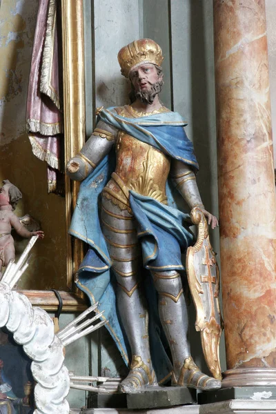 Sainte Ladislas Statue Sur Autel Sacré Cœur Jésus Dans Église — Photo