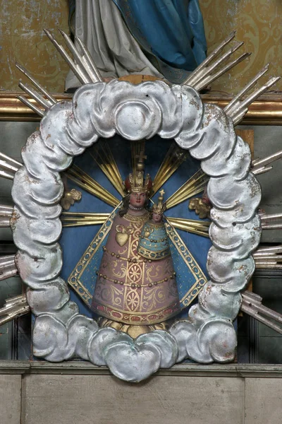 Virgem Maria Com Menino Jesus Estátua Altar Imaculado Coração Maria — Fotografia de Stock