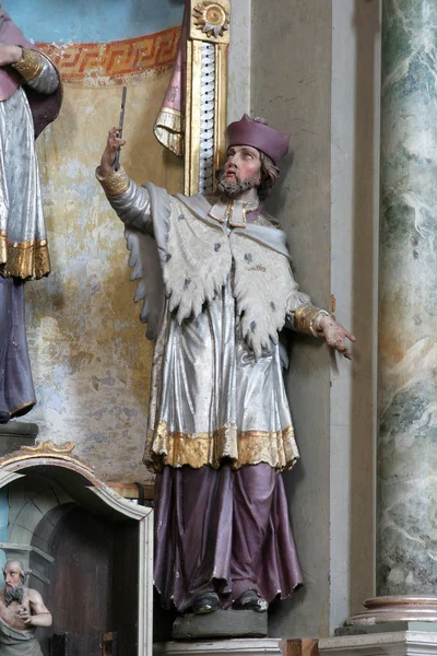 Saint Jean Nepomuk Statue Sur Autel Saint Jérôme Dans Église — Photo