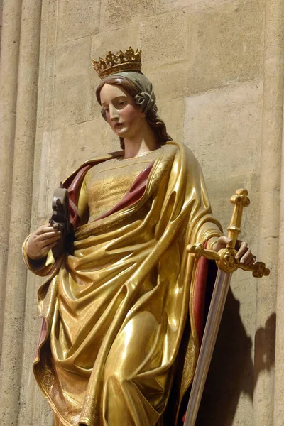 Saint Catherine Alexandria Statue Zagreb Cathedral Dedicated Assumption Mary — Stock Photo, Image