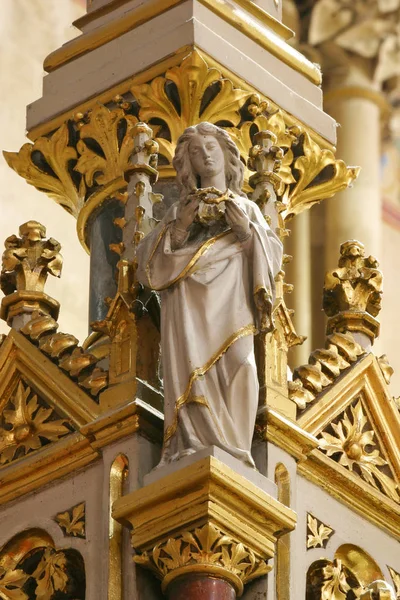 Ángel Estatua Altar Mayor Catedral Zagreb Dedicada Asunción María — Foto de Stock