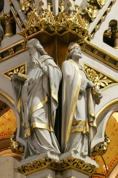 Doctores Iglesia Estatuas Sobre Altar Mayor Catedral Zagreb Dedicadas Asunción —  Fotos de Stock