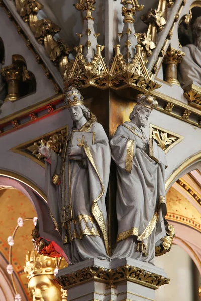 Doutores Igreja Estátuas Altar Principal Catedral Zagreb Dedicadas Assunção Maria — Fotografia de Stock