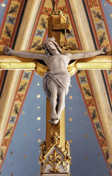 Krzyż Ołtarz Główny Katedra Zagrzebiu Dedykowane Wniebowzięcia Najświętszej Maryi Panny — Zdjęcie stockowe
