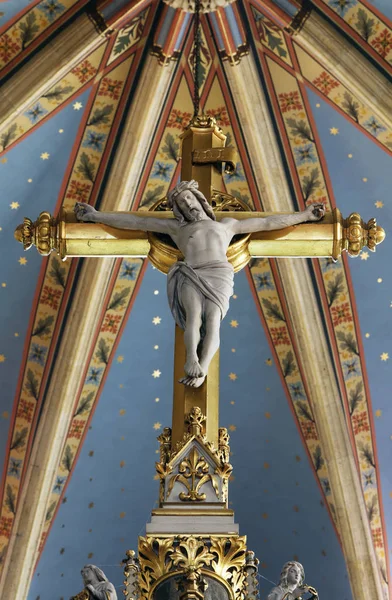 Cross Main Altar Zagreb Cathedral Dedicated Assumption Mary — Stock Photo, Image