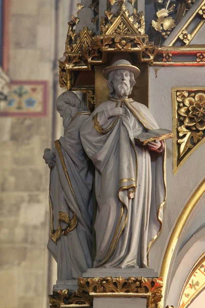 Doctores Iglesia Estatuas Sobre Altar Mayor Catedral Zagreb Dedicadas Asunción — Foto de Stock