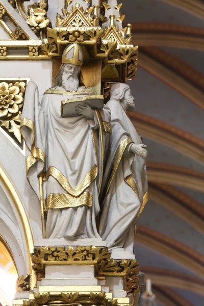 Doutores Igreja Estátuas Altar Principal Catedral Zagreb Dedicadas Assunção Maria — Fotografia de Stock