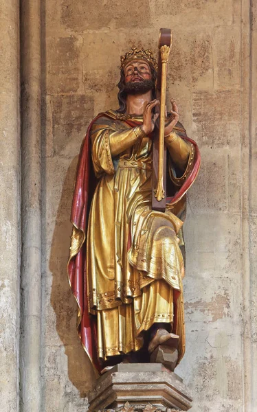 Царь Давид Статуя Загребском Соборе Посвященная Успению Марии — стоковое фото