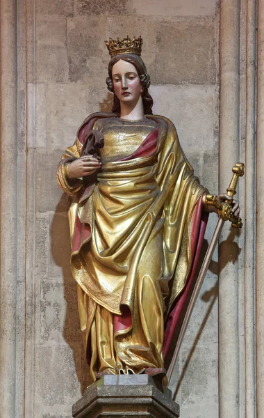 Kathedrale Der Heiligen Katharina Von Alexandria Statue Der Zagreber Kathedrale — Stockfoto