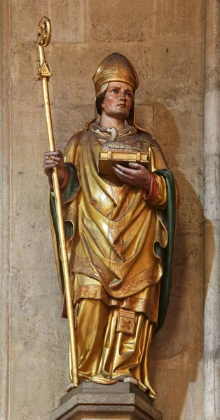 Saint Martin Statue Cathédrale Zagreb Dédiée Assomption Marie — Photo