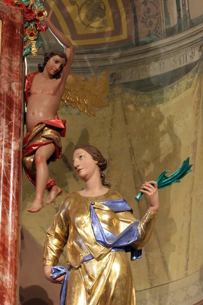 Sainte Crescentia Statue Sur Autel Principal Église Saints Vitus Ozalj — Photo