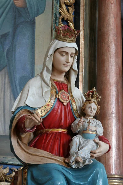 Fecioara Maria Pruncul Isus Statuie Altarul Sfinţilor Chiril Metodiu Biserica — Fotografie, imagine de stoc