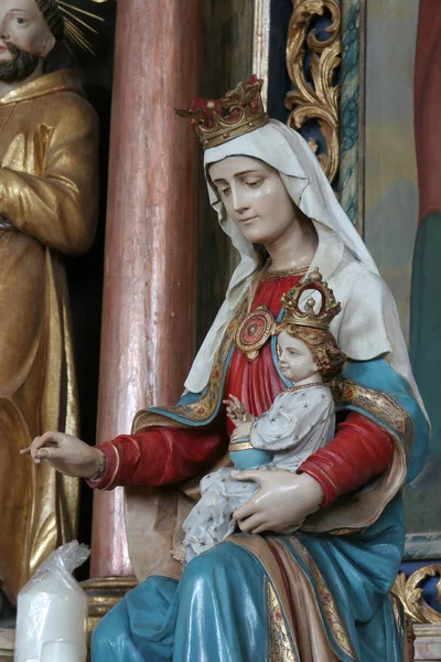 Maagd Maria Met Het Kindje Jezus Standbeeld Het Altaar Van — Stockfoto