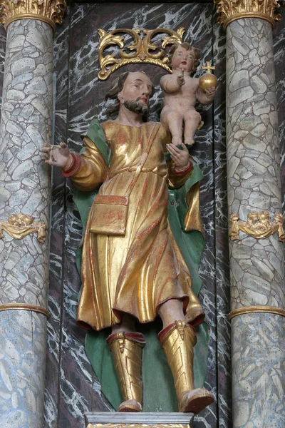 San Cristóbal Estatua Altar San Juan Nepomuk Iglesia Del Nacimiento — Foto de Stock