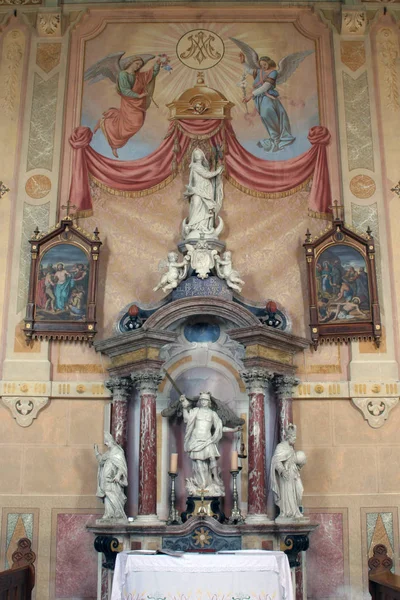Ołtarz Świętego Michała Kościół Wniebowzięcia Najświętszej Maryi Panny Zakanje Chorwacja — Zdjęcie stockowe