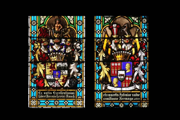 Coat Arms Baroness Antony Sermage Baron Levin Rauch Stained Glass — Stock Photo, Image