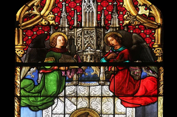 Angels Stained Glass Zagreb Cathedral Dedicated Assumption Mary — Stock Photo, Image