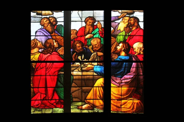 Tod Der Jungfrau Maria Glasmalerei Der Zagreber Kathedrale Die Mariä — Stockfoto
