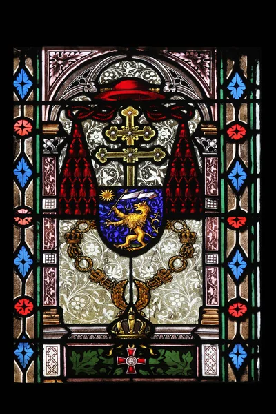 Coat Arms Cardinal Joseph Mihalovic Stained Glass Zagreb Cathedral Dedicated — Stock Photo, Image