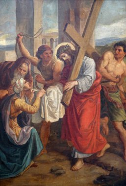 6 istasyonları haç, Veronica İsa, Meryem Ana Sisak, Hırvatistan için kilise ziyaret yüz mendil.
