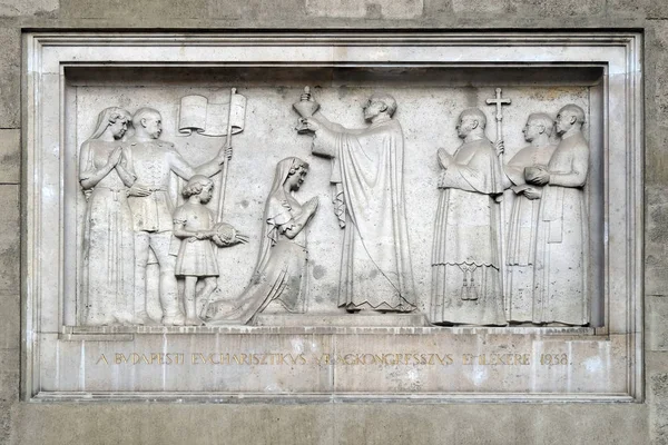 Den Eukaristiska Kongress Budapest 1938 Bas Relief Den Saint Stephen — Stockfoto