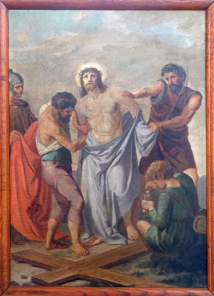 10Th Stations Cross Jesus Stripped His Garments Church Visitation Virgin — Stock Photo, Image