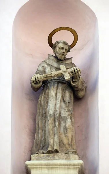 Statue Des Heiligen Franziskus Der Fassade Der Kirche Des Heiligen — Stockfoto