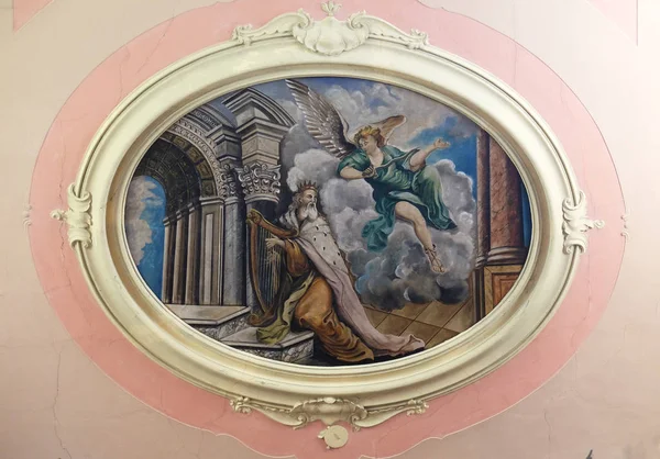 Βασιλιάς Δαβίδ Τοιχογραφία Στην Εκκλησία Του Αγίου Πελάγιος Την Ενορία — Φωτογραφία Αρχείου