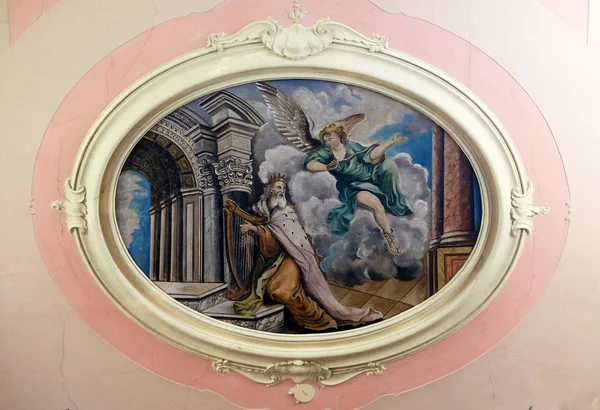 Dávid Király Plébánia Templom Szent Pelagius Freskó Volt Addig 1828 — Stock Fotó