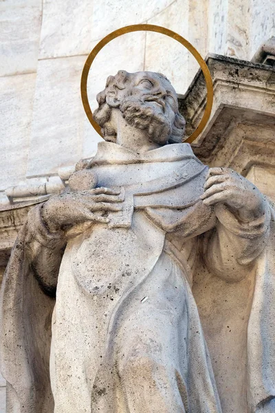 Estátua Santo Agostinho Hipona Detalhe Coluna Peste Santíssima Trindade Frente — Fotografia de Stock