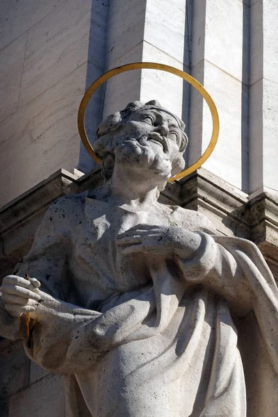 Statue Saint Joseph Détail Colonne Peste Sainte Trinité Devant Église — Photo