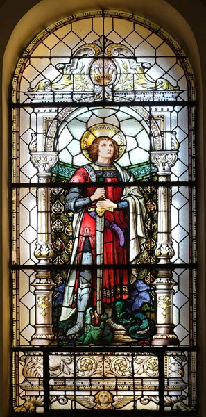 Saint George Stained Glass Window Church Saint Martin Zagreb Croatia — Stock Photo, Image