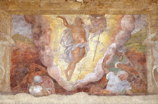 Kristi Oppstandelse Fasaden Mazzanti Huset Dekorert Med Fresker Verona Italia – stockfoto