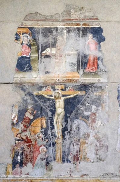 Pokłon Trzech Króli Msza Świętego Grzegorza George Księżniczka Ukrzyżowanie Fresk — Zdjęcie stockowe