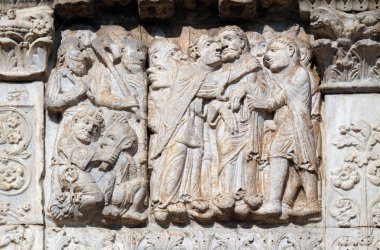 Öp, Judas, Basilica San Zeno Verona, İtalya'nın Orta Çağ kabartma