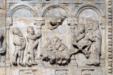 Maestro Nicolo kısma ' Basilica of St Zeno, Unesco Dünya Mirası, Verona, İtalya için kapıyı sağındaki (12. yüzyılda), Grup