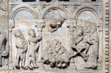 Maestro Nicolo kısma ' Basilica of St Zeno, Unesco Dünya Mirası, Verona, İtalya için kapıyı sağındaki (12. yüzyılda), Grup