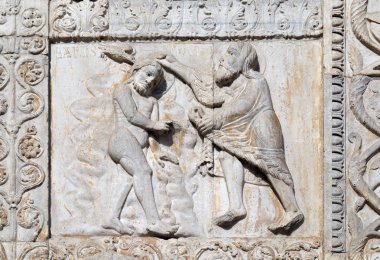 Vaftiz, İsa'nın, Basilica San Zeno Verona, İtalya'nın Orta Çağ kabartma