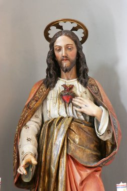 Kutsal İsa kalp heykel Vela Luka, Korcula Adası, Hırvatistan saint Joseph kilisede sunak üzerinde