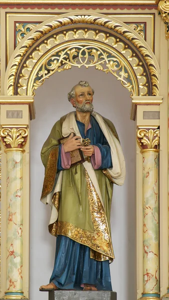 Statue Des Heiligen Petrus Auf Dem Hauptaltar Der Kirche Des — Stockfoto