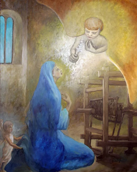 Annonce Vierge Retable Dans Église Sainte Vierge Purification Smokvica Île — Photo