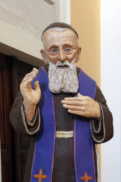 Saint Leopold Mandic, statue on the altar in the Church of Blessed Virgin of Purification in Smokvica, Korcula island, Croatia